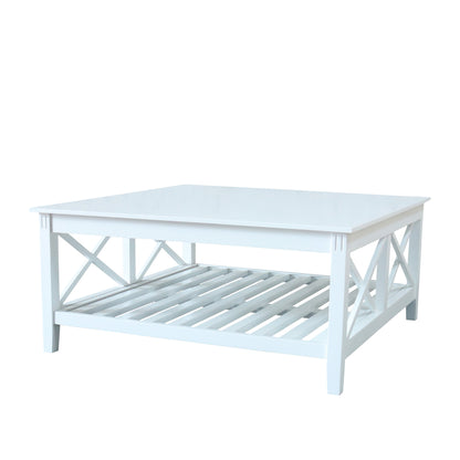 Devon Coffee Table with Shelf 100x100cm White