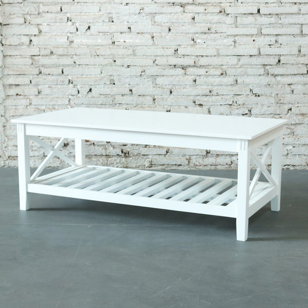 Devon Coffee Table with Shelf 120x60cm White