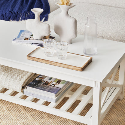 Devon Coffee Table with Shelf 120x60cm White