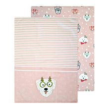 Load image into Gallery viewer, Dog Portrait Christmas Tea Towel 2pk 50x70cm Pink Multi; ETA End July

