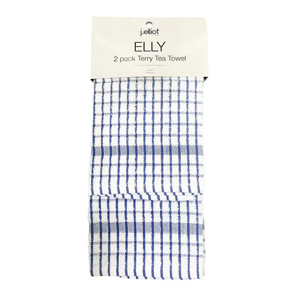 Elly 2 Pack Tea Towels 45x65cm Blue