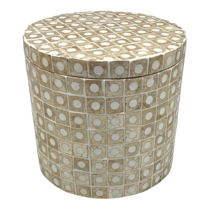 Elodie Pearl Large Circular Box 20x20x18cm Natural