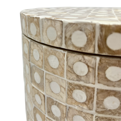 Elodie Pearl Large Circular Box 20x20x18cm Natural