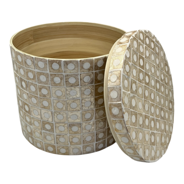 Elodie Pearl Large Circular Box 20x20x18cm Natural; ETA Mid Septemeber
