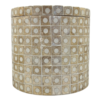 Elodie Pearl Large Circular Box 20x20x18cm Natural