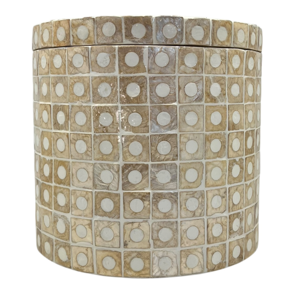 Elodie Pearl Large Circular Box 20x20x18cm Natural