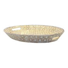 Load image into Gallery viewer, Elodie Pearl Oval Tray with Handles 40x30x4.5cm Natural; ETA Mid Septemeber

