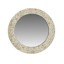 Load image into Gallery viewer, Elodie Pearl Round Mirror 75x75x1.5cm Natural; ETA Mid Septemeber
