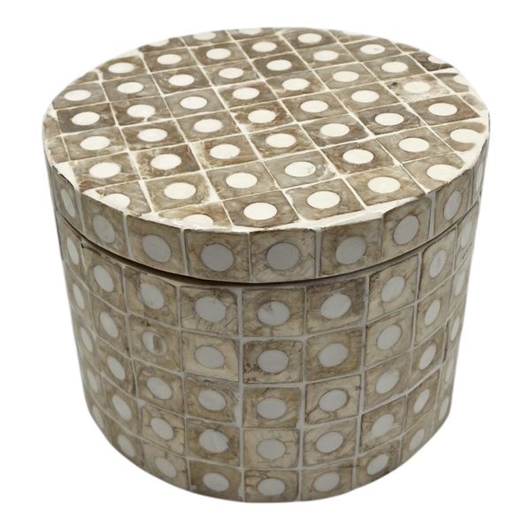 Elodie Pearl Small Circular Box 14x14x12cm Natural; ETA Mid Septemeber