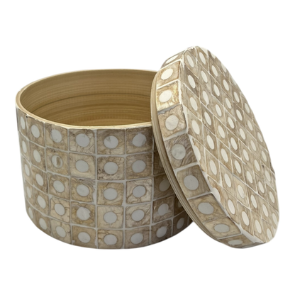 Elodie Pearl Small Circular Box 14x14x12cm Natural