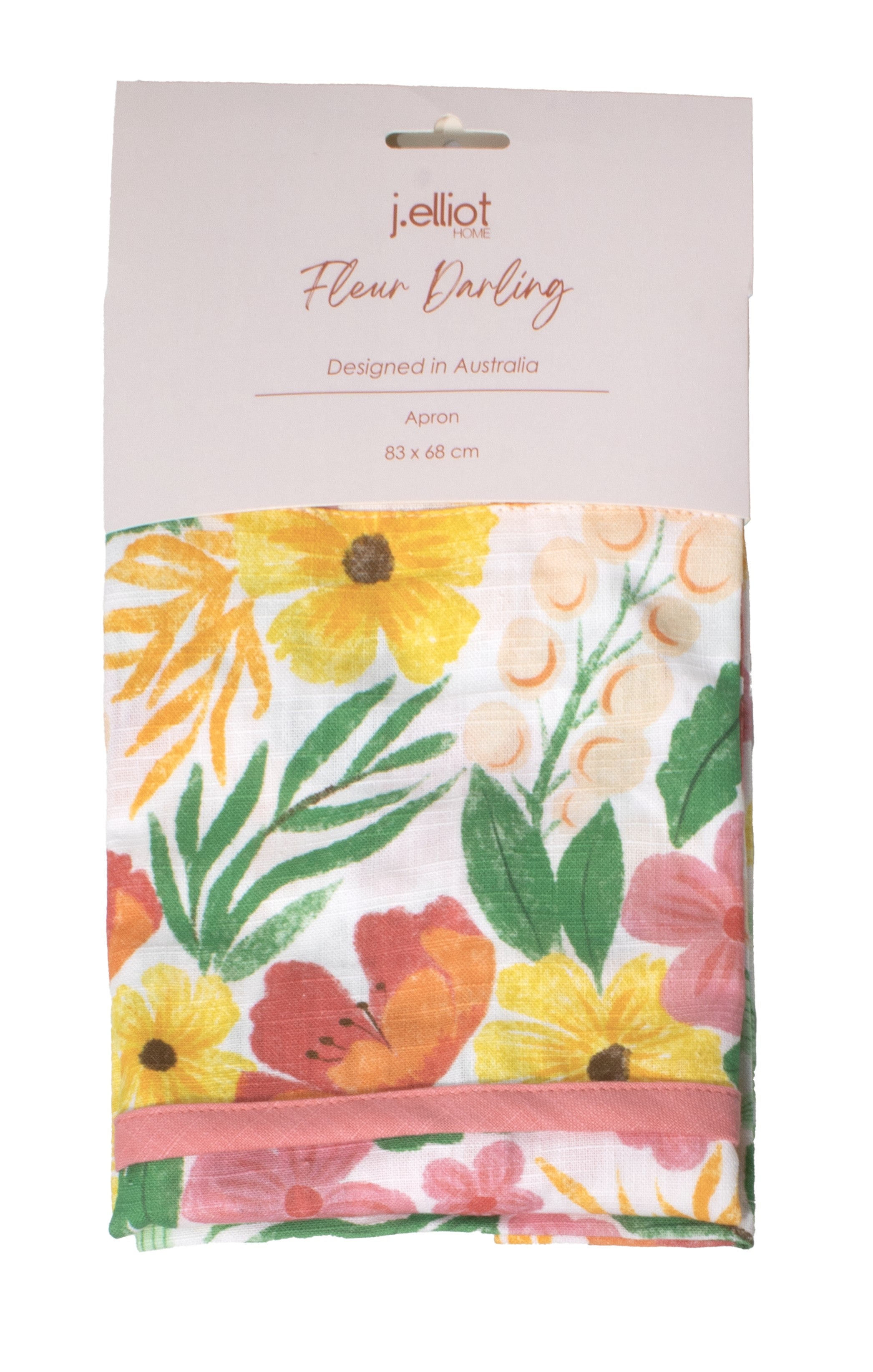 Fleur Darling Apron 83x68x0.05cm Pink & Yellow Floral Multi