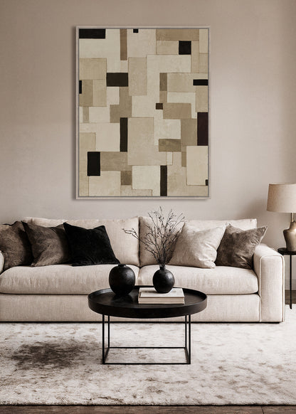 Facade Framed Canvas 70x90x4cm Beige & Black Multi