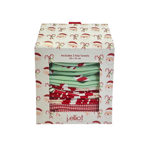 Festive Noel Gift Set of 3 Tea Towel Multi