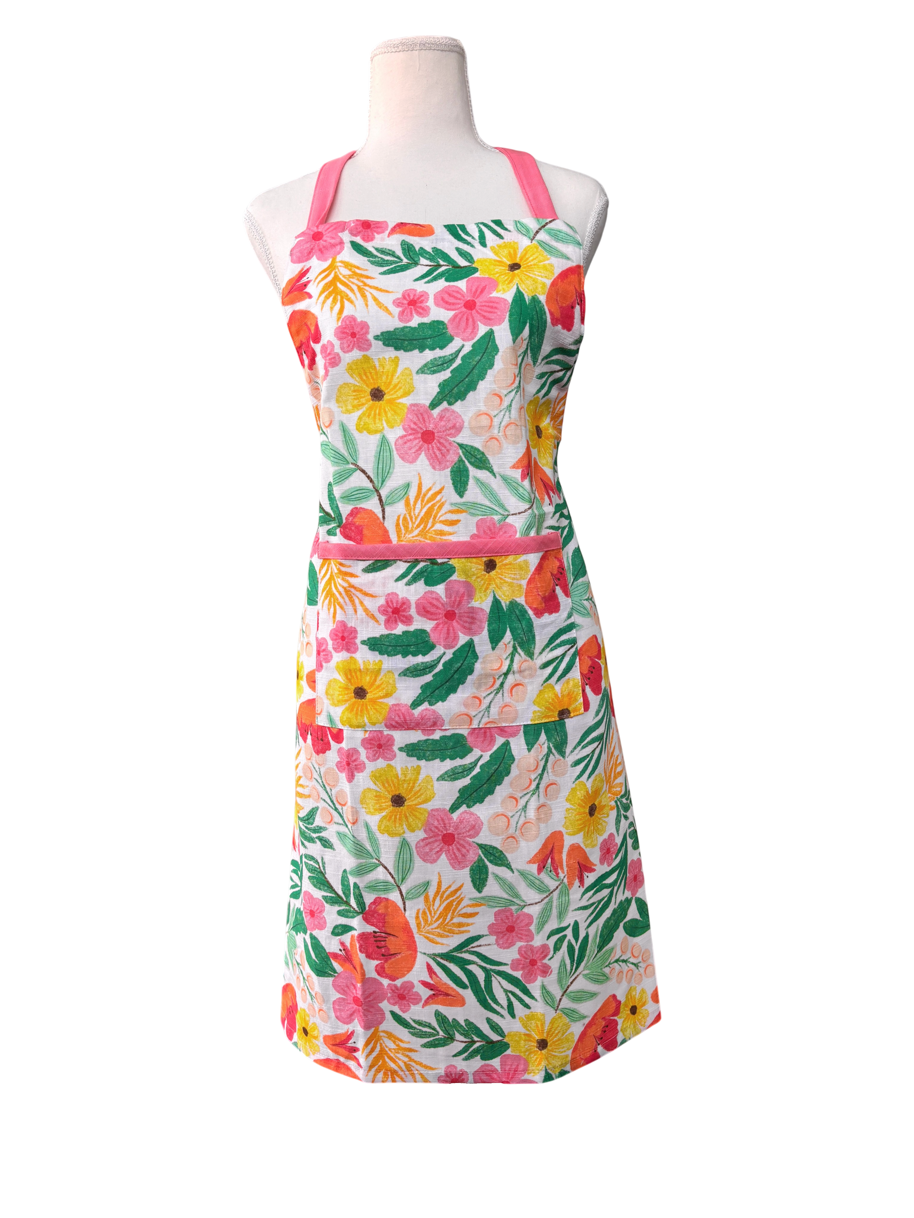 Fleur Darling Apron 83x68x0.05cm Pink & Yellow Floral Multi