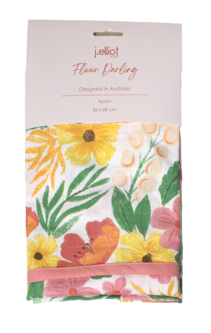 Fleur Darling Apron 83x68x0.05cm Pink & Yellow Floral Multi
