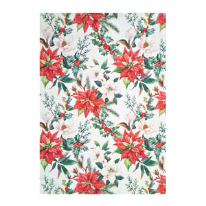 Floral Christmas Tea Towel 2pk 50x70cm White Multi