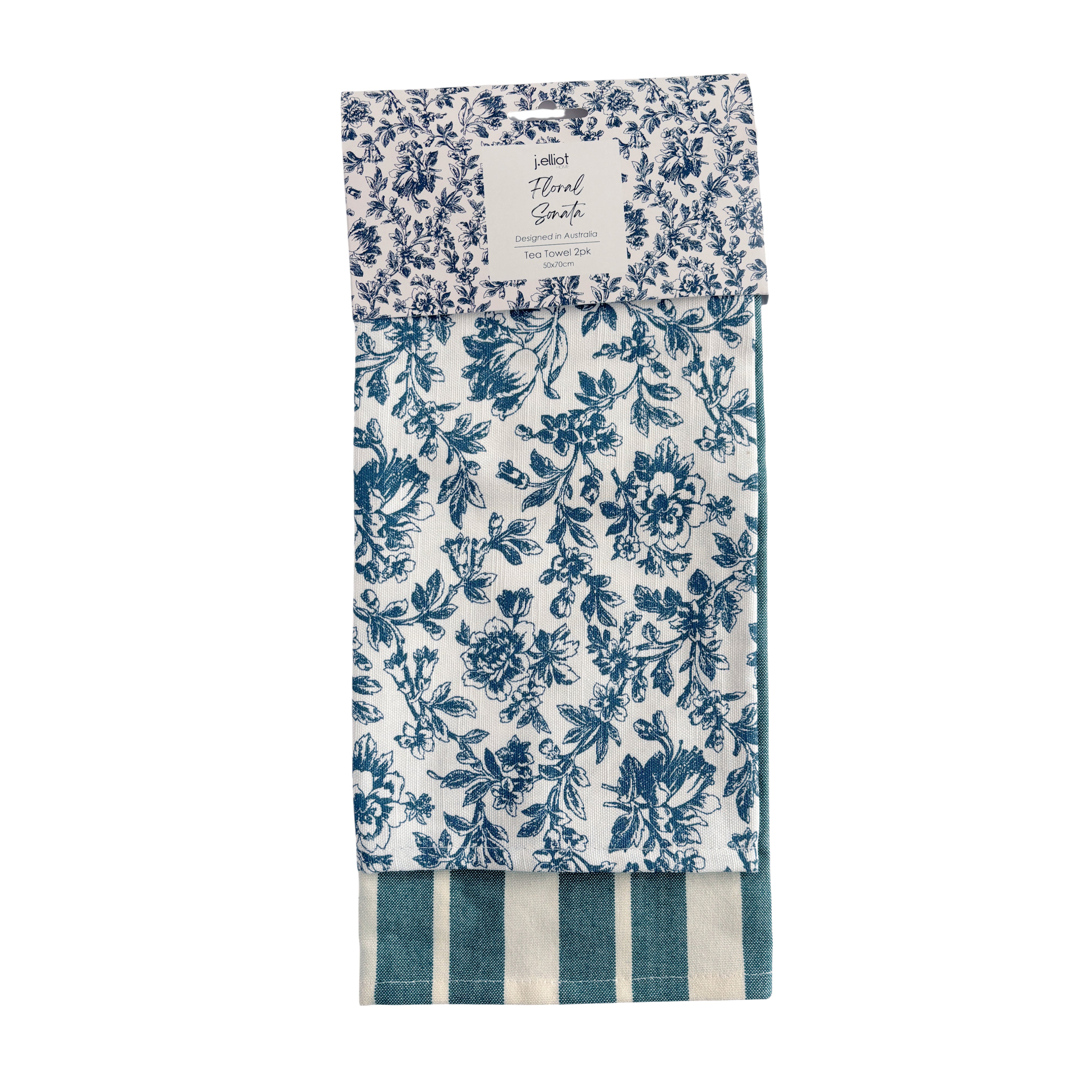 Floral Sonata 2pk Tea Towel Set 50x70cm Blue