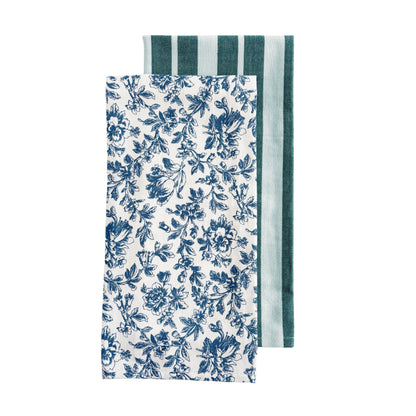 Floral Sonata 2pk Tea Towel Set 50x70cm Blue