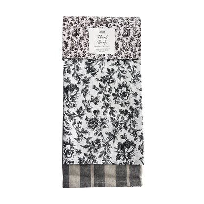 Floral Sonata 2pk Tea Towel Set 50x70cm Charcoal