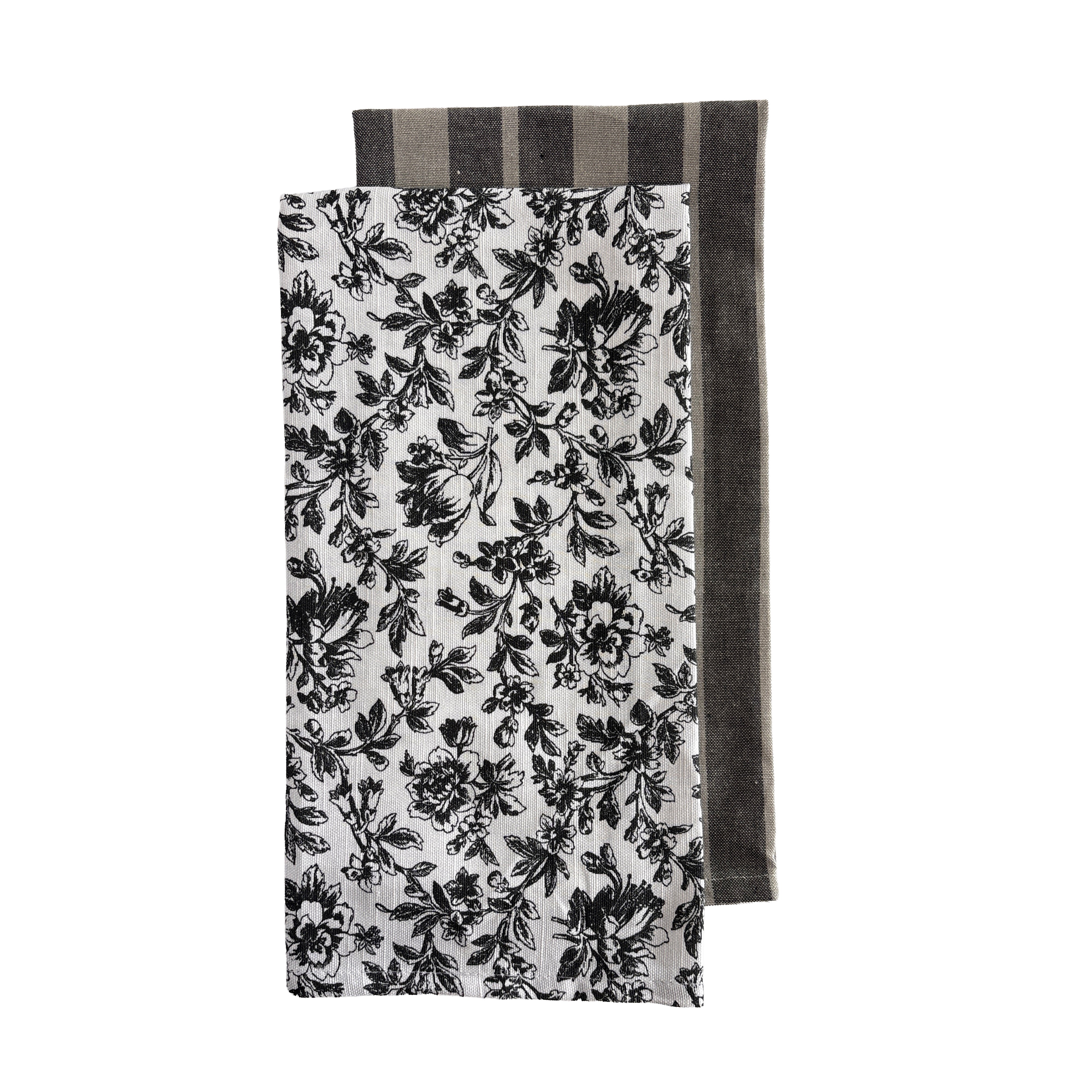 Floral Sonata 2pk Tea Towel Set 50x70cm Charcoal