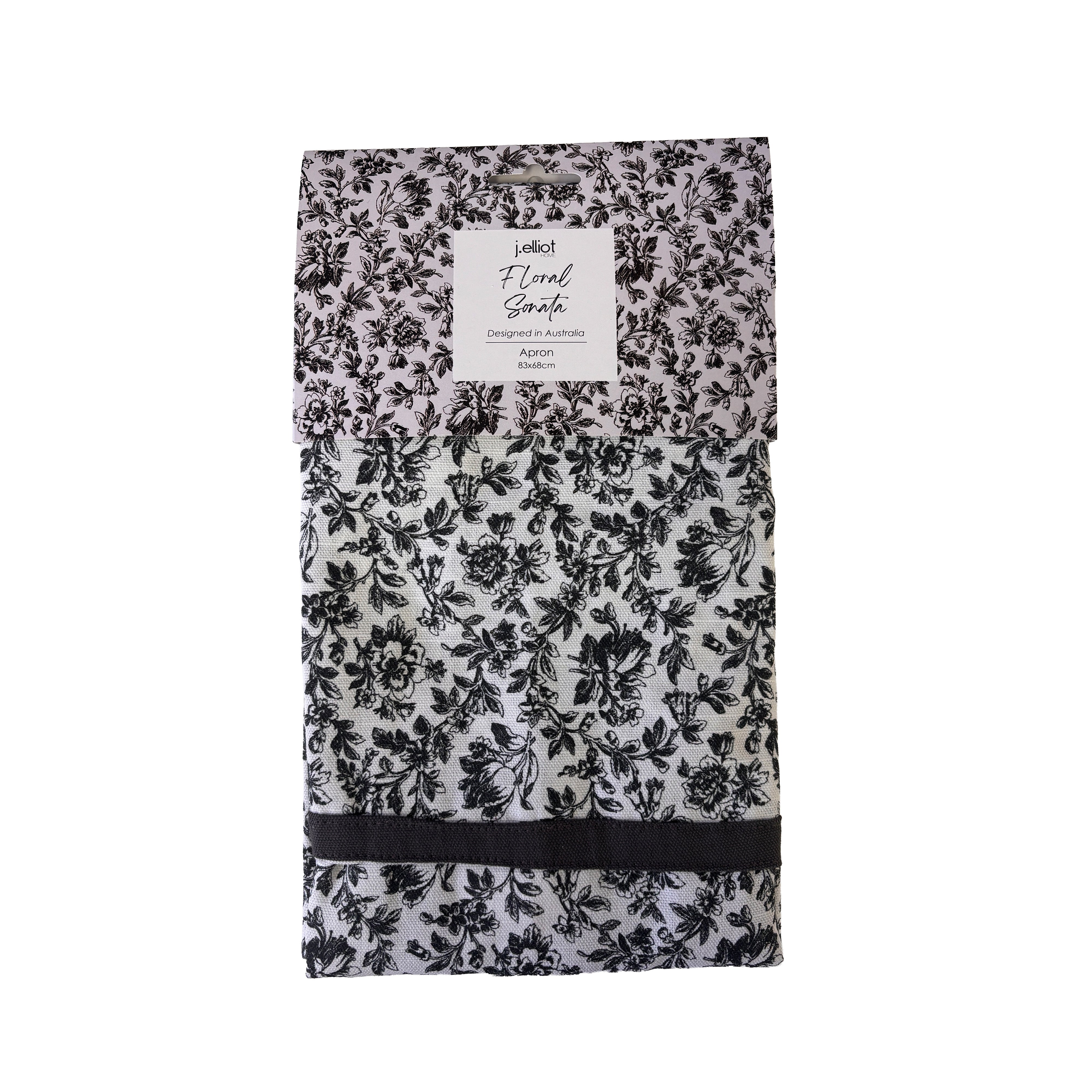 Floral Sonata Apron 83x68cm Charcoal