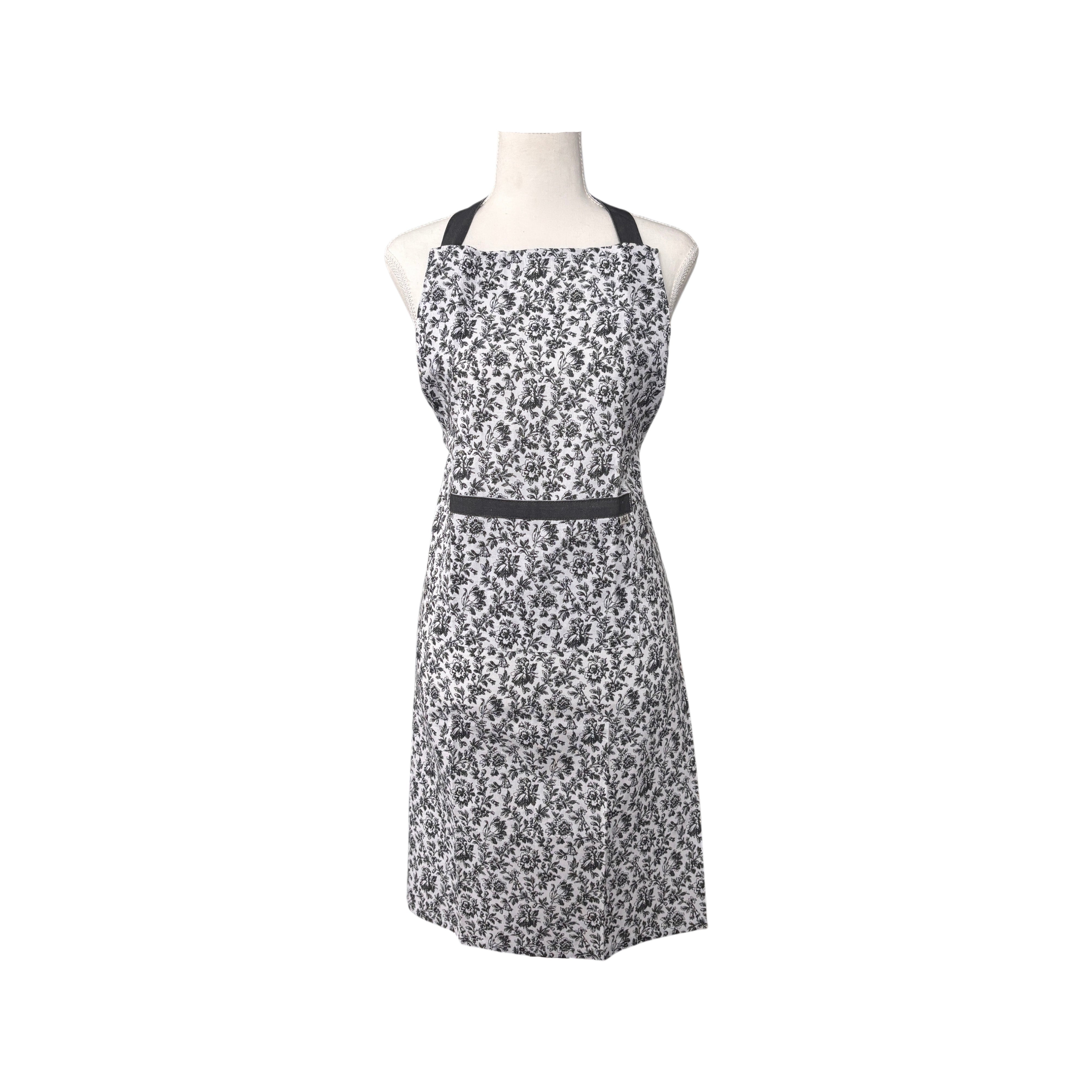 Floral Sonata Apron 83x68cm Charcoal