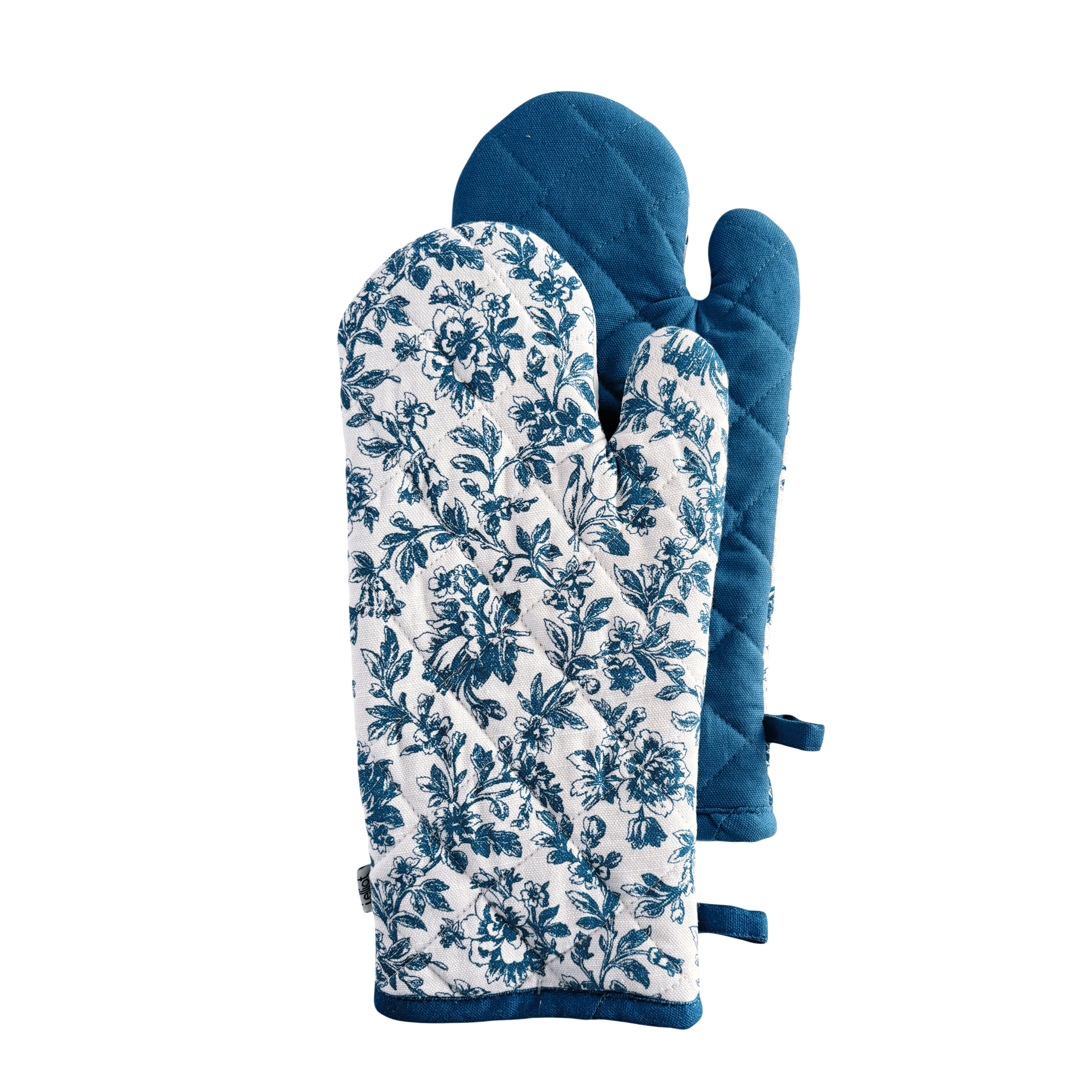 Floral Sonata Oven Mitt 2pk 19x35cm Blue