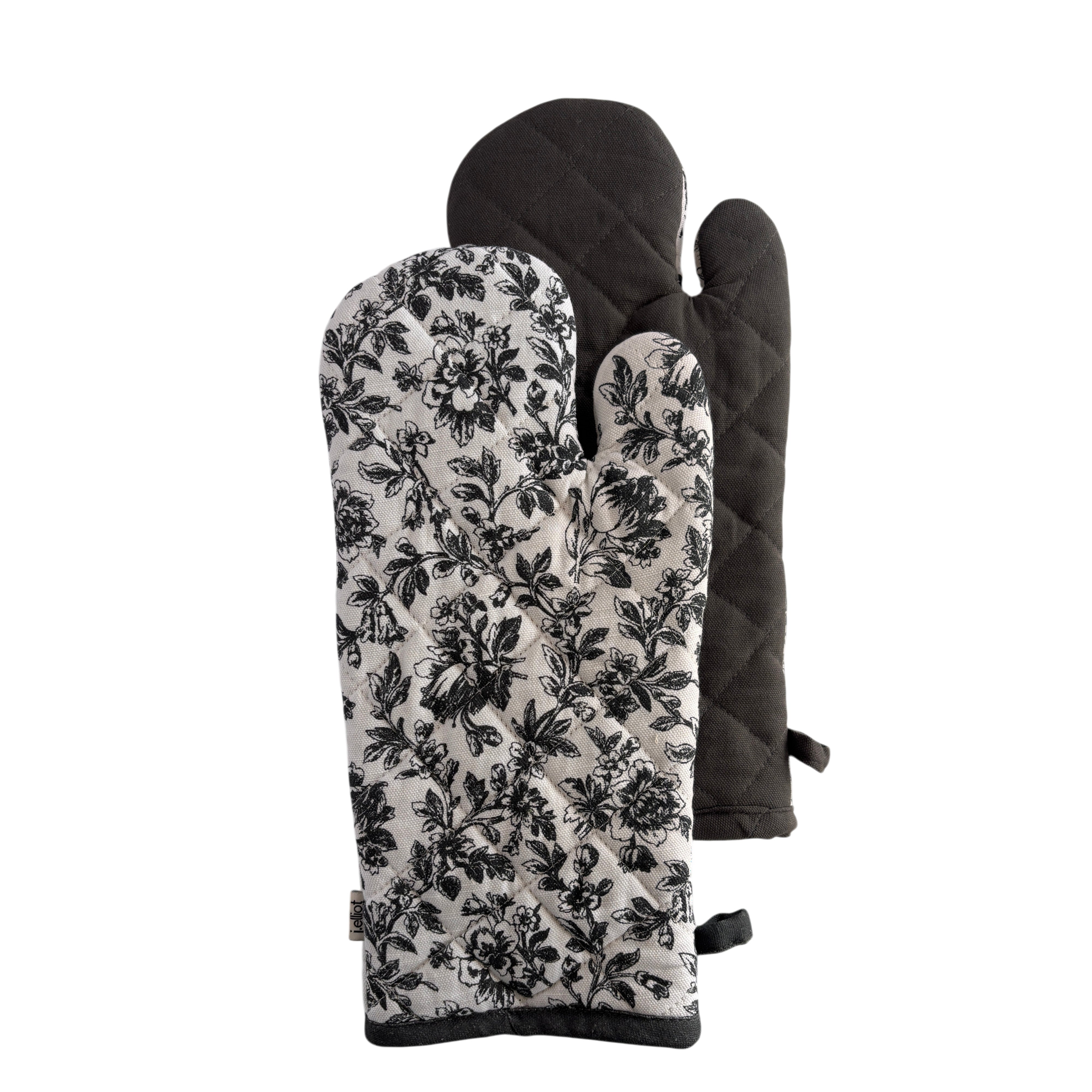 Floral Sonata Oven Mitt 2pk 19x35cm Charcoal