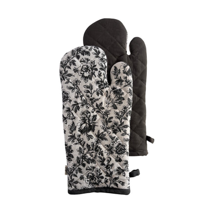 Floral Sonata Oven Mitt 2pk 19x35cm Charcoal