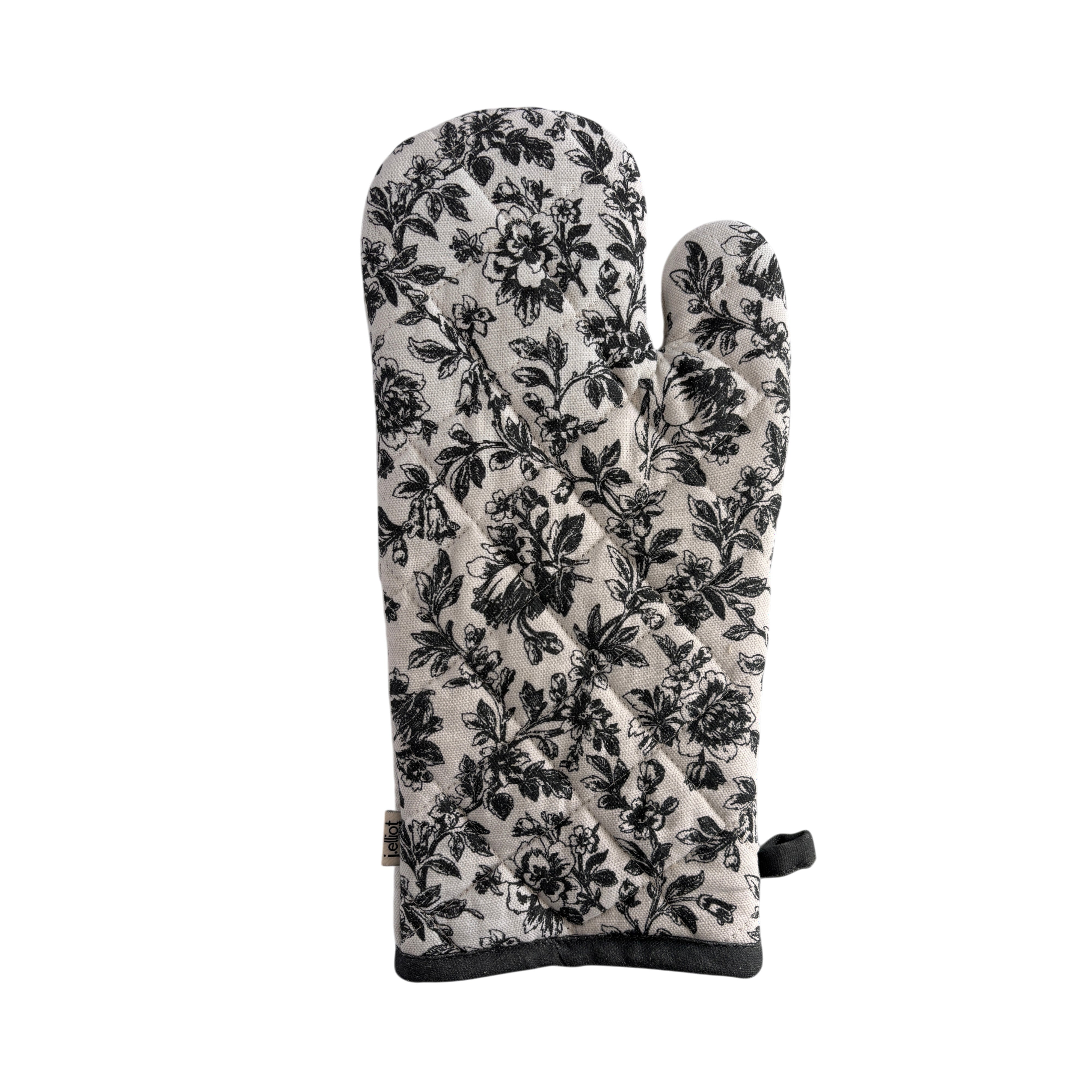 Floral Sonata Oven Mitt 2pk 19x35cm Charcoal