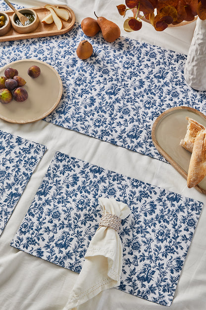 Floral Sonata Reversible Placemats Set of 4 33x48cm Blue