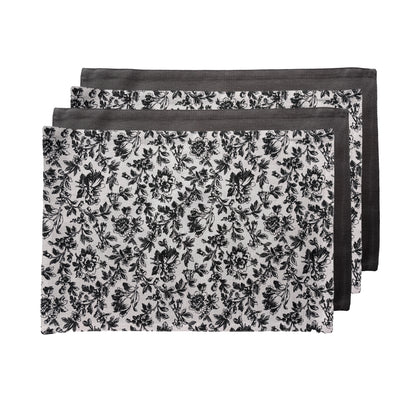 Floral Sonata Reversible Placemats Set of 4 33x48cm Charcoal