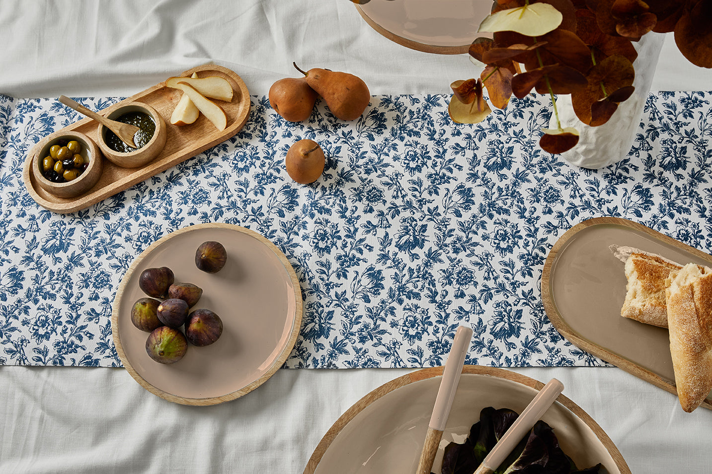 Floral Sonata Reversible Runner 40x180cm Blue