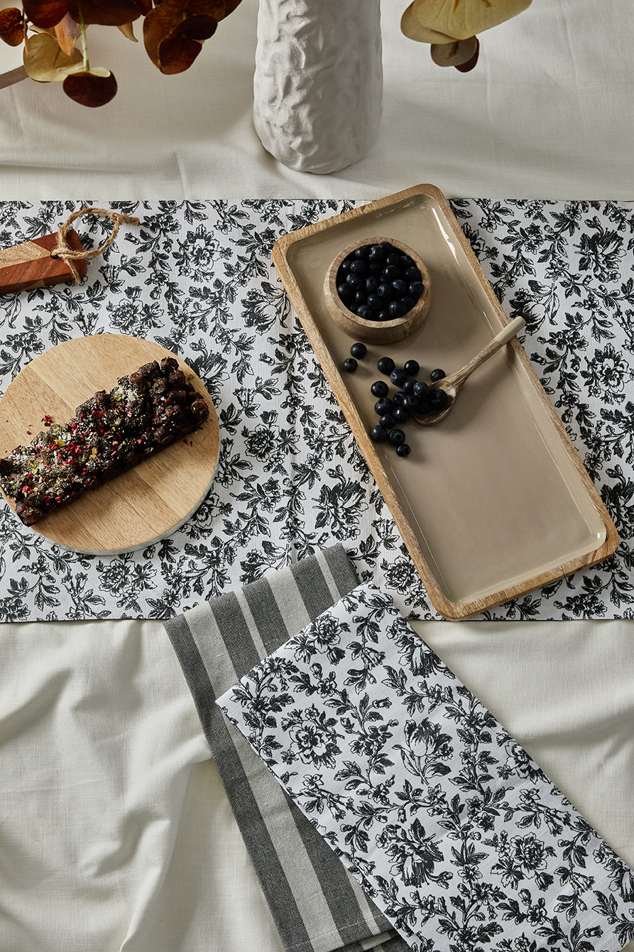Floral Sonata Reversible Runner 40x180cm Charcoal