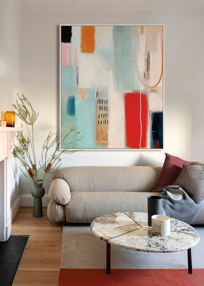 From Now On Framed Canvas 100x120x4cm Red & Blue Multi