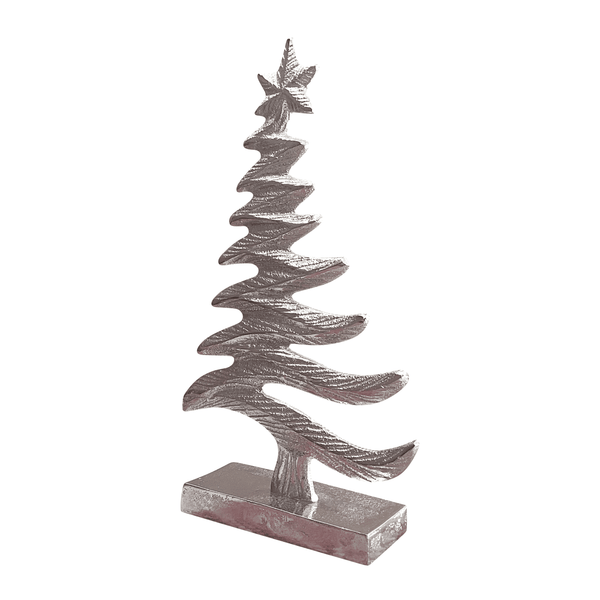 Frosty Xmas Tree on Base Large 10x5x23cm Nickel