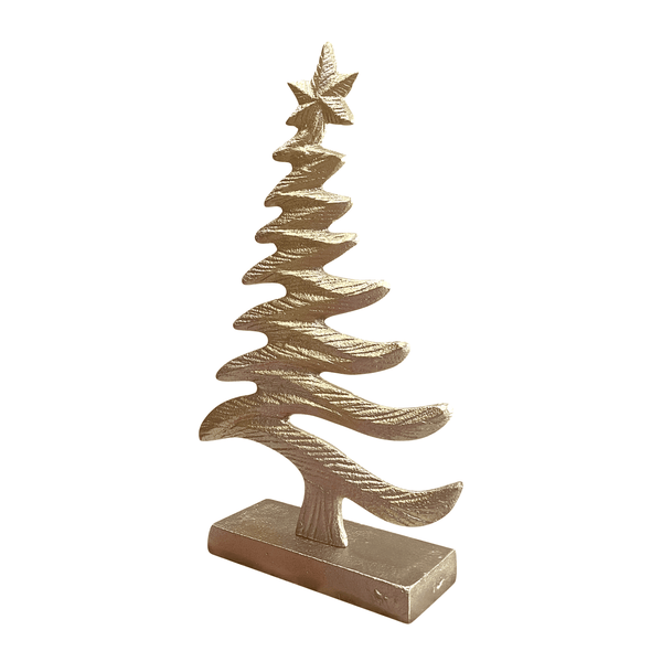 Frosty Xmas Tree on Base Large 10x5x23cm Gold