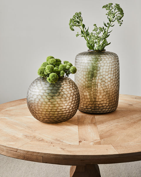 Victoria Round Glass Vase 34x29.5cm Smoke