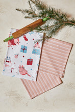 Load image into Gallery viewer, Merry Meow Tea Towel 2pk 50x70cm Peach &amp; Green; ETA Early September
