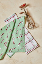 Load image into Gallery viewer, Candy Cane Tea Towel 2pk 50x70cm Mint &amp; White Multi; ETA Early September
