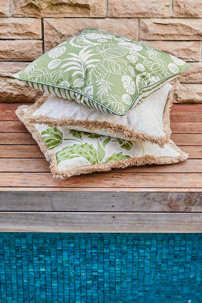 Grace Outdoor Cushion 50x50x12cm Taupe & Olive Multi; ETA Early October