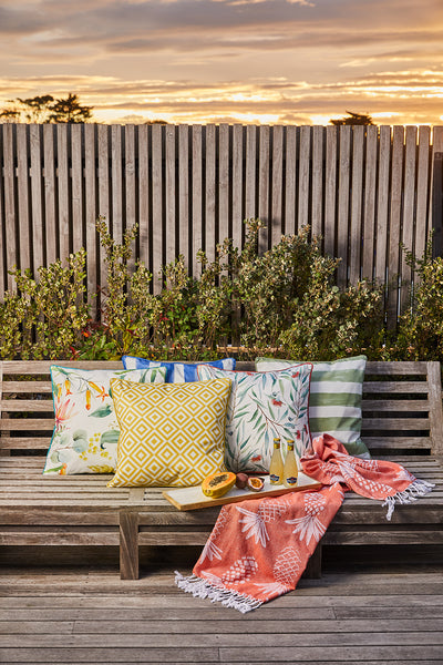 Banksia Outdoor Cushion 50x50x12cm Green & Orange Multi; ETA Early October