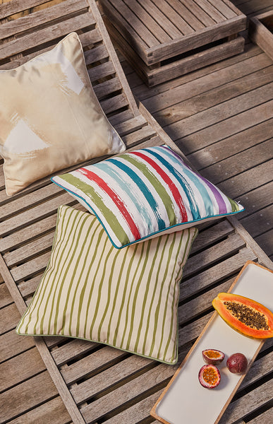 Kookaburra Outdoor Cushion 50x50x12cm Green & Ivory Multi; ETA Early October