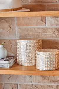 Elodie Pearl Small Circular Box 14x14x12cm Natural; ETA Mid Septemeber