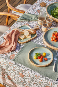 Corinne Square Tray with Handle 26x36x2.5cm Green & Natural; ETA Early October