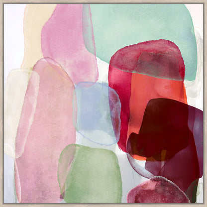 Jelly Story Framed Canvas 80x80x4cm Pink & Green Multi