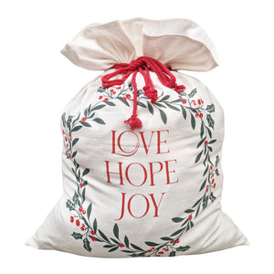 Joy Christmas Santa Sack 60x80cm White Multi