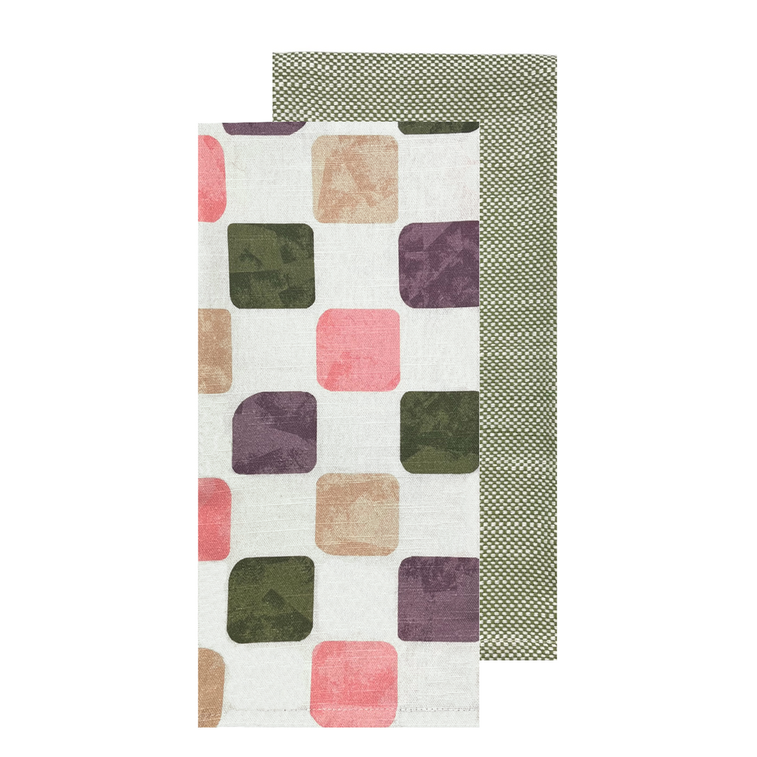 Joya 2 Pack Tea Towels 50x70x0.2cm Pink Cream Multi; ETA Early October