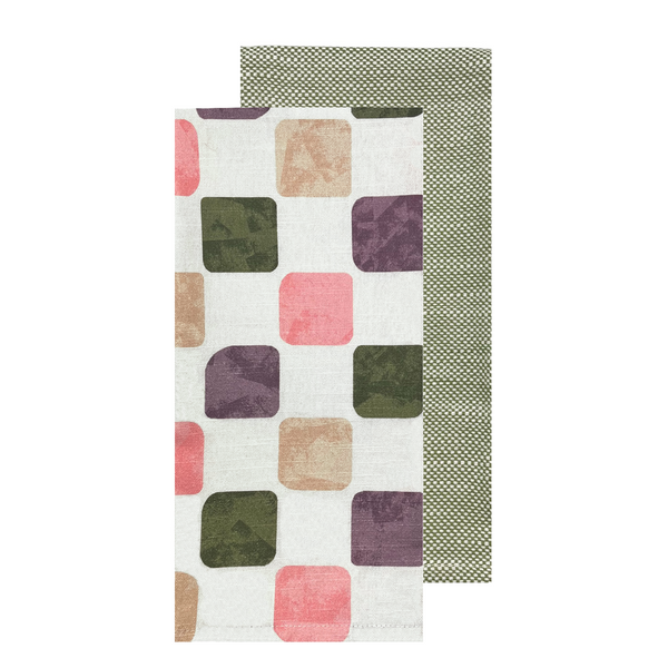 Joya 2 Pack Tea Towels 50x70x0.2cm Pink Cream Multi; ETA Early October