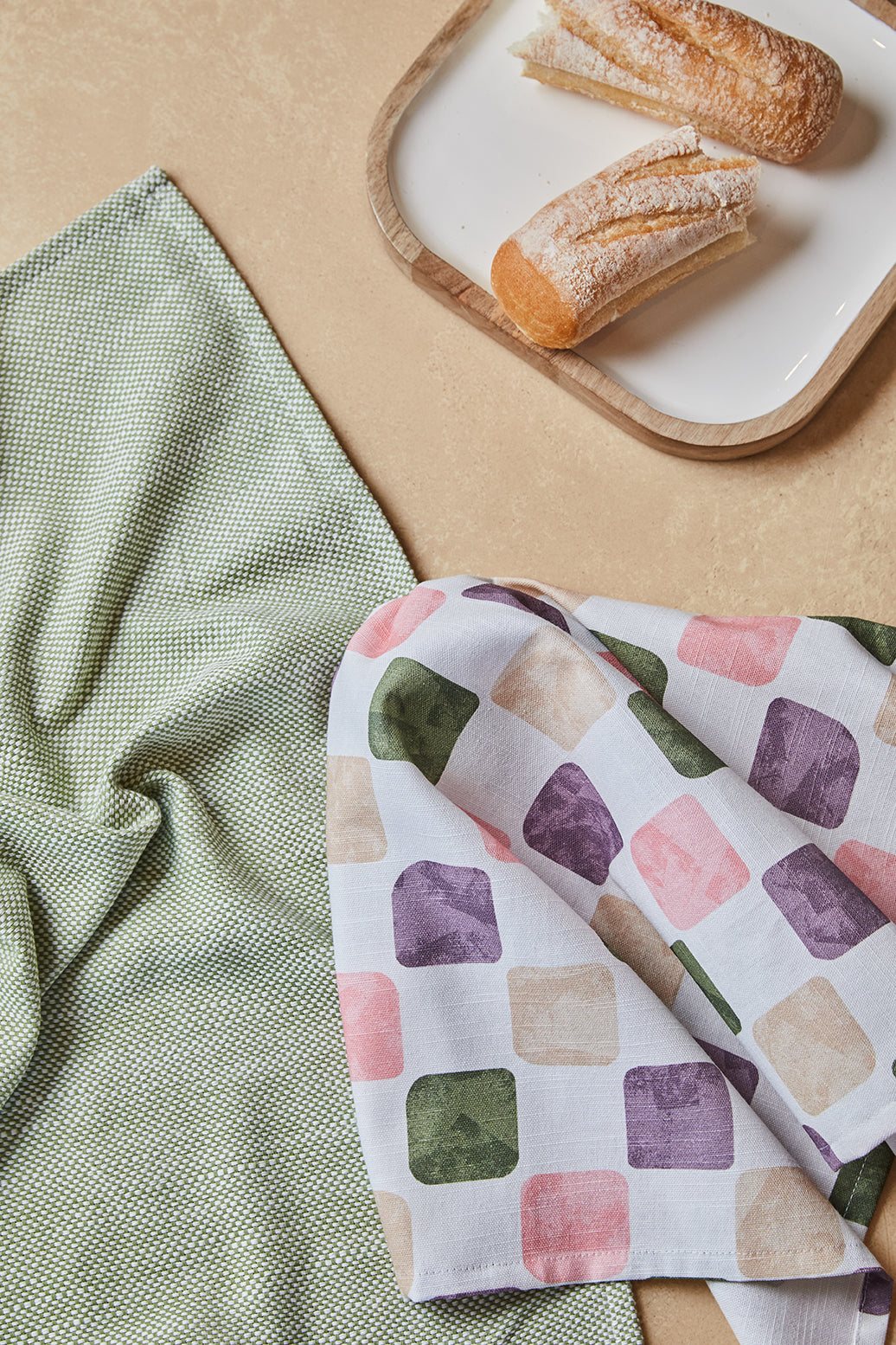 Joya 2 Pack Tea Towels 50x70x0.2cm Pink Cream Multi